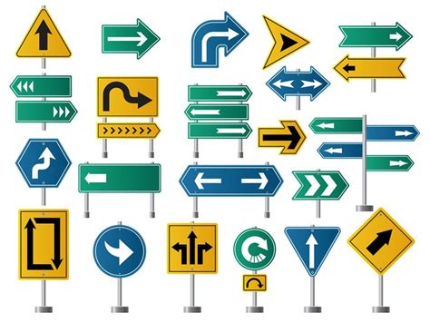Arrows Direction Road Signs For Street Or Highway Traffic Navigation