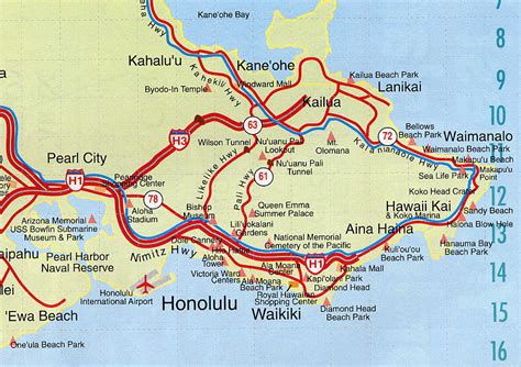 Image Map Of Honolulu Oahu