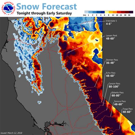 Up To 100 Inches Of Snow Forecast For Northern California This Week