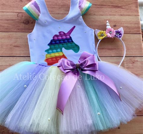 Conjunto Tutu Do Pop It Unicórnio Candy Colors Elo7