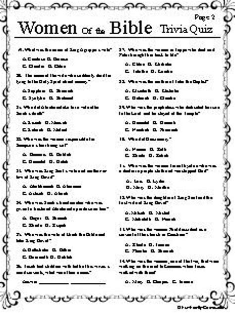 Fun Printable Bible Trivia Questions Answers