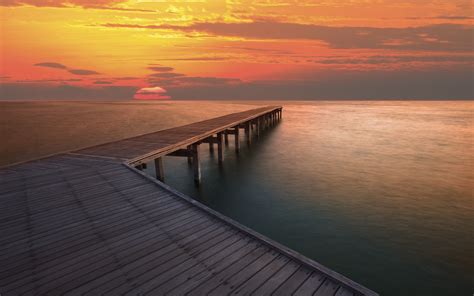 Wallpaper Sunlight Sunset Sea Bay Water Shore Sky Clouds