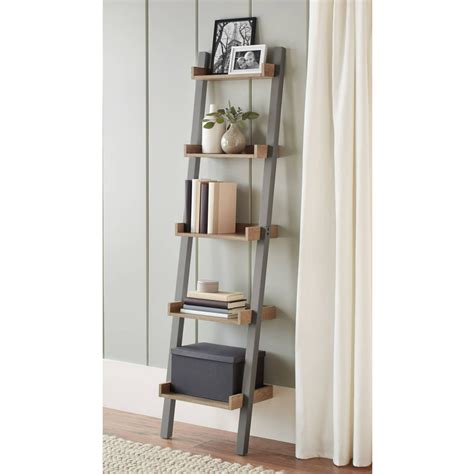 Better Homes And Gardens Bedford 5 Shelf Narrow Leaning Bookcase Gray