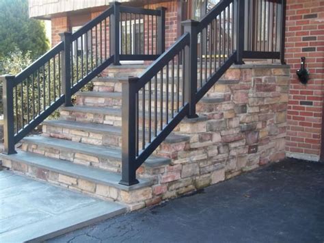 Aluminum Handrails for Concrete Steps Repair Ideas | Front porch steps, Porch steps, Outdoor 
