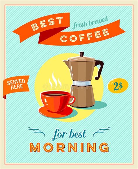 Best Coffee Vintage Restaurant Sign Retro Styled Poster With Cup Of