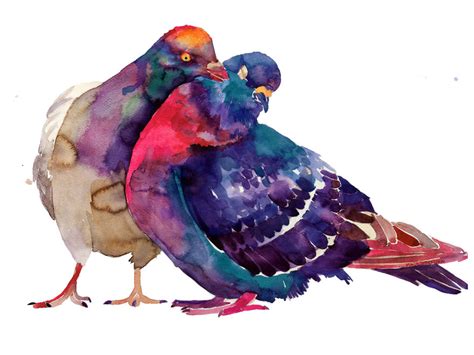 Watercolor Birds Painting By Maja Wronska ~ Art Craft T Ideas