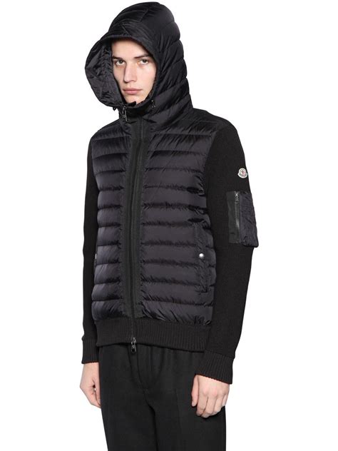 Born in the mountains, lives in the city. Moncler Synthetic Hooded Nylon & Wool Knit Down Jacket in ...