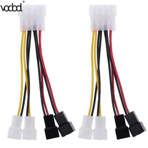 2pcslot Computer Cooling Fan Power Cables 4pin Molex To 3pin Fan Power