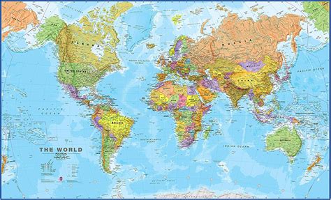 Maps International Mappa Del Mondo Di Grandi Dimensioni Poster Con