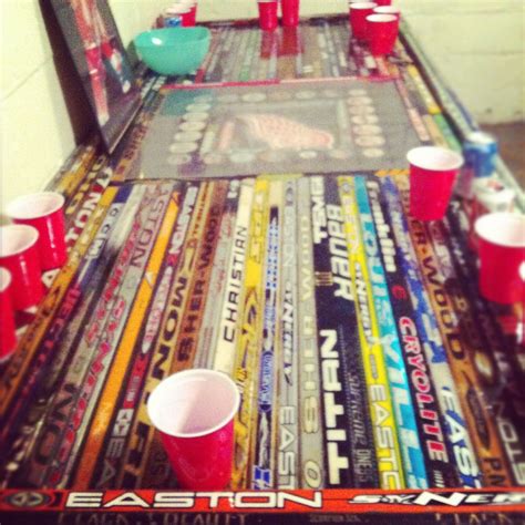 Party pong professional hockey beer pong tables are specifically designed for hockey fans. hockey stick beer pong table .. love it.. i would love to ...