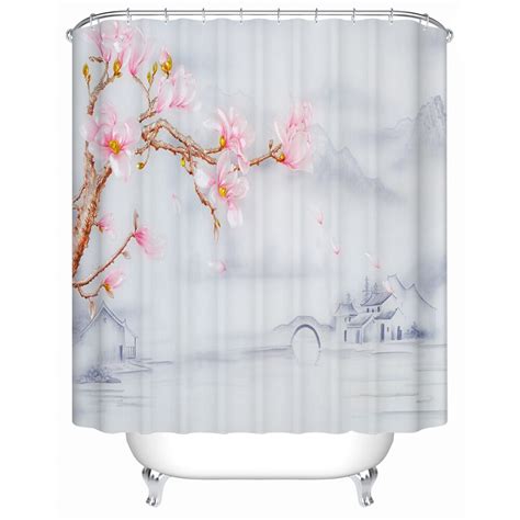 Chinese Style Jiangnan Style Town Flower Shower High Quality Curtain Bathroom Products