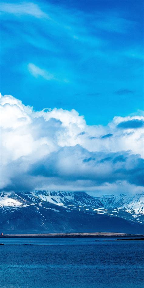 Blue Sky Clouds Mountains Winter Sea Nature 1080x2160 Wallpaper