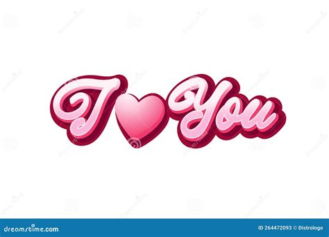 I Love You Text Style Effect Lettering Design Stock Illustration