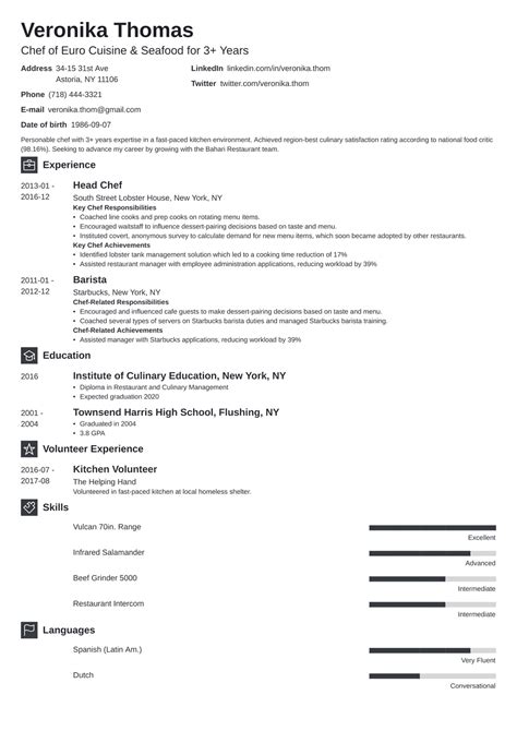 Get to craft a resume that shows and points out your skills, strengths, and experience. Free Downloadable Resume Templates Chef Cv Templates ...