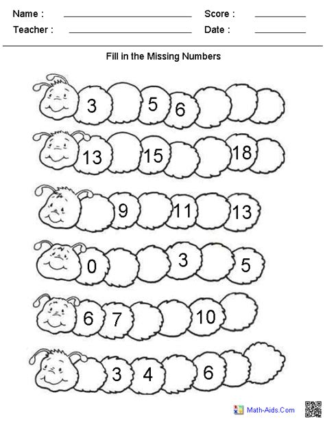 Missing Numbers 0-20 Worksheet