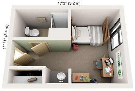 Single Dorm Room Layout