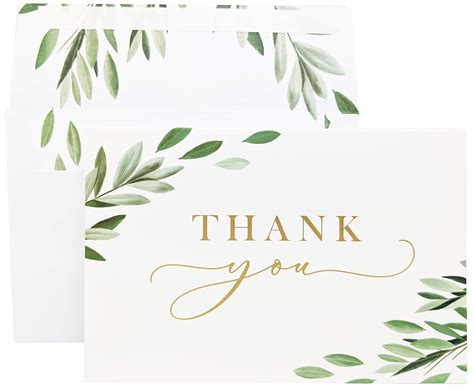 Buy Gooji 4x6 Greenery Leaves Gold Foil Thank You Cards Bulk 20 Pack