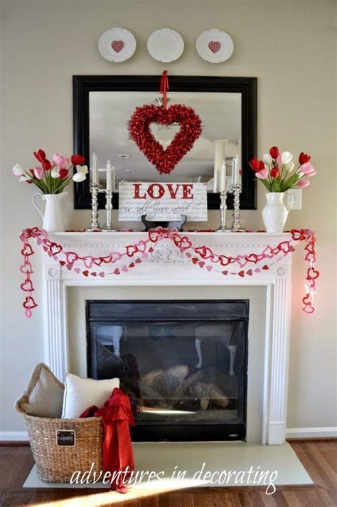 Inspiring Valentines Day Fireplace Decoration Ideas Valentines Party Decor Diy Valentines