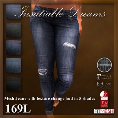Second Life Marketplace Insatiable Jeans Mesh Hud Driven In 5 Colors