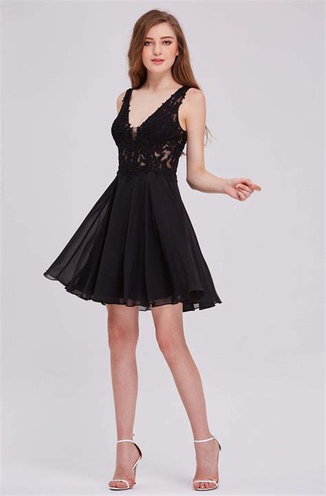 Jadore Dresses J16096 V Neck Lace Applique Short A Line Dress