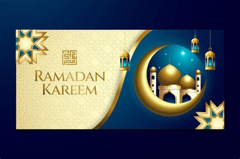 Free Vector Realistic Ramadan Horizontal Banner Template