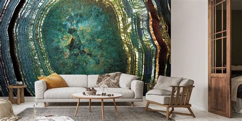 Emerald Gold Agate Mural By Lara Skinner Wallsauce Us