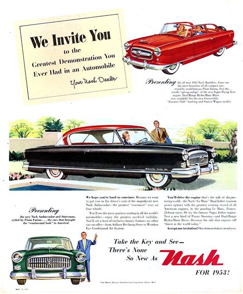 1953 Nash Car Advertising Car Ads Vintage Advertisements Vintage Ads