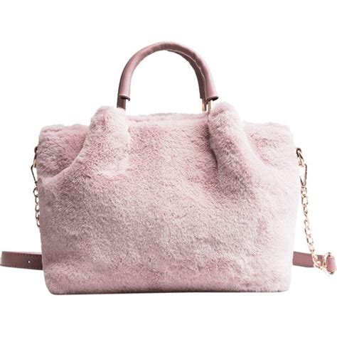 Pink Faux Fur Handbag With Strap 14 Liked On Polyvore Featuring Bags