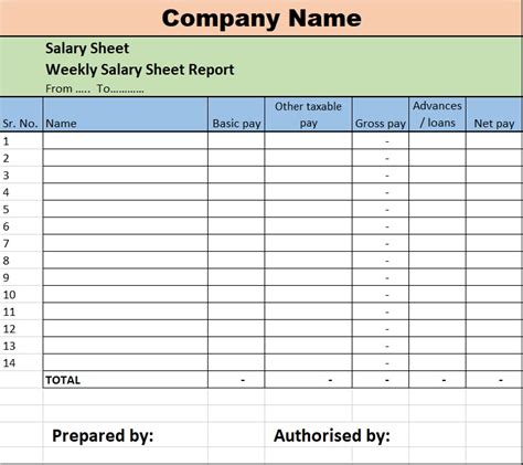 Salary Sheet Report Template Free Report Templates List Template