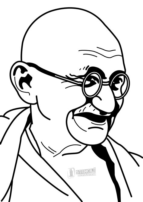 Mahatma Gandhi For Kids Printable Sketch Coloring Page
