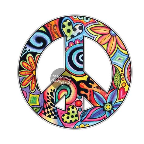 Hippie Peace Sign Sticker Colorful Flower Car Decal Peace