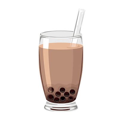 The image is png format and has been processed into transparent background by ps tool. Bubble Tea Or Boba Tea In Glass With Straw Isolated On White Background Brown Sugar Tapioca ...