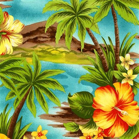 Shirting Fabric Teal Tropical Joann Hawaiian Art Tropical Art