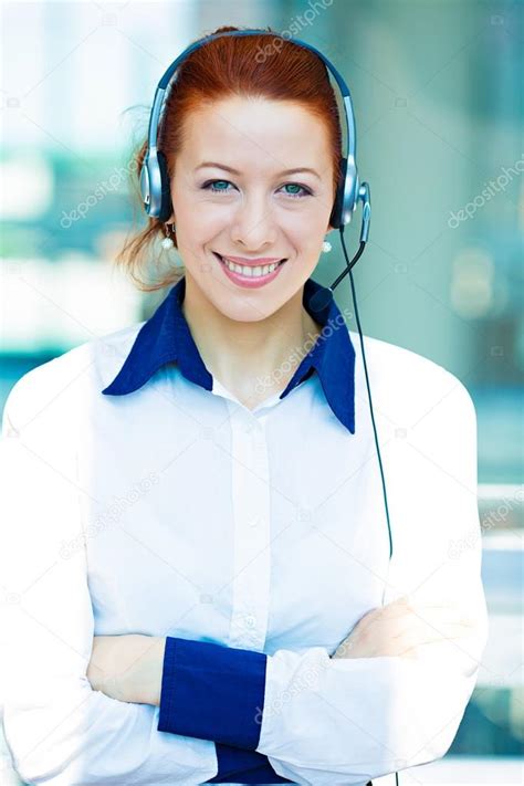 Customer Service Representative With Hands Free Device Stock Photo By
