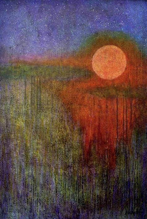 Blood Moon Over Wetlands Painting By Jim Whalen