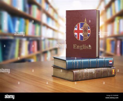Learn English Concept English Dictionary Book Or Textbok With Flag Of