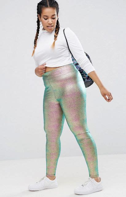 Plus Size Metallic Leggings For Curvy Women Attire Plus Size