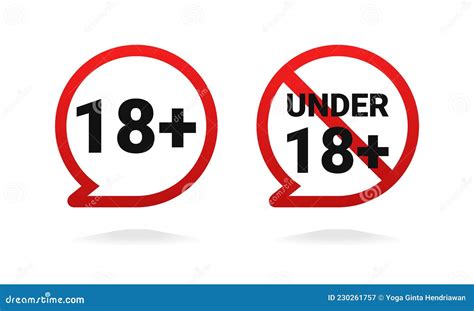 Under 18 Not Allowed Sign Number Eighteen In Red Crossed Circle Cartoon Vector Cartoondealer