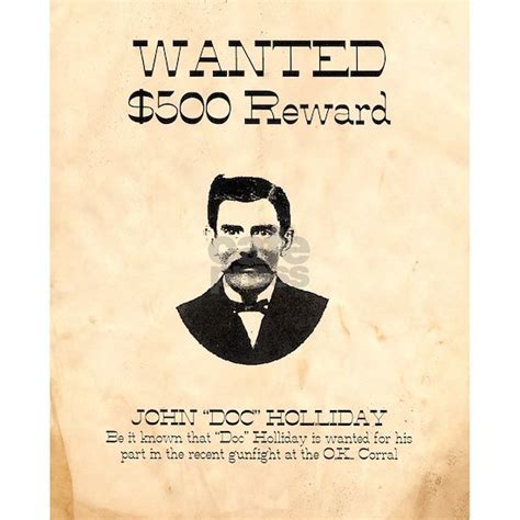 Doc Holliday Wanted Mini Poster Print By Lawrencemercantile Cafepress