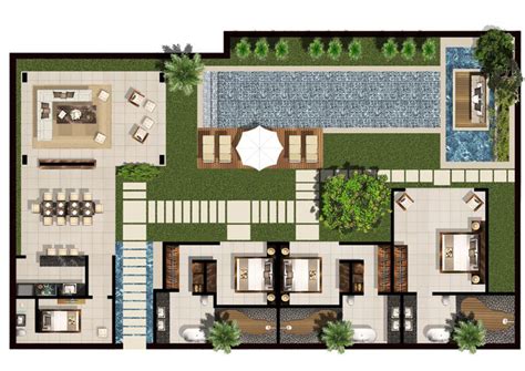 Approved by greek tourism organisation with license number: 3.5 Bedroom Family Villa floor-plan. - Chandra Bali Villas