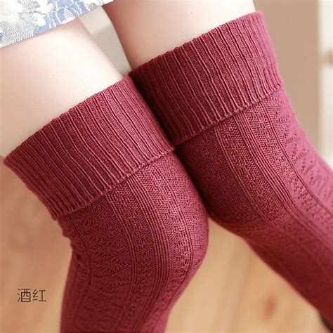 Autumn Winter Warm Woman Stockings Ladies Soft Cable Knit Over Knee Elastic Wool New Long Boot