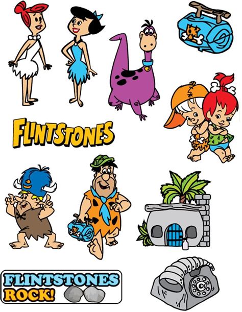 Flintstones Characters Printable Stickers Classic Cartoon Characters