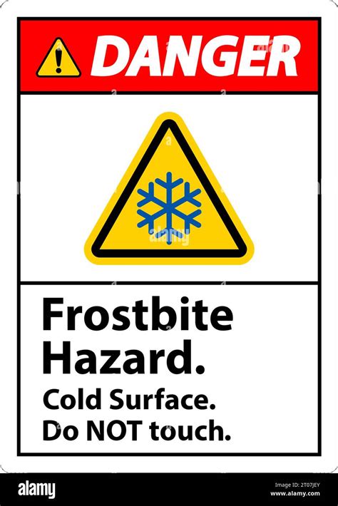 Danger Sign Frostbite Hazard Do Not Touch Cold Surface Stock Vector