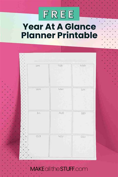 Year At A Glance Printable Free Planner Printables