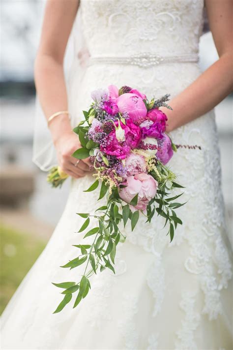 The dress code was black. Fuchsia peony wedding bouquet (With images) | Wedding ...