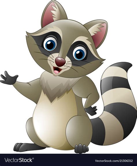 Cute Raccoon Cartoon Waving Royalty Free Vector Image
