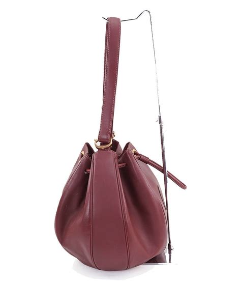 Authentic Les Must De Cartier Burgundy Leather Shoulder Bag Purse