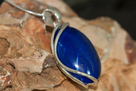 Amazing Lapis Lazuli Pendant Fitted In Sterling Silver Setting Lapis