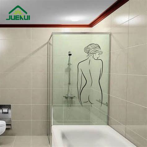 Beauty Shower Bath Glass Removable Wall Stickers For Bathroom Art Decor Vinyl Waterproof Decals