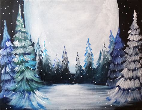 Forest At Night Paint And Sip Glitter And Suede